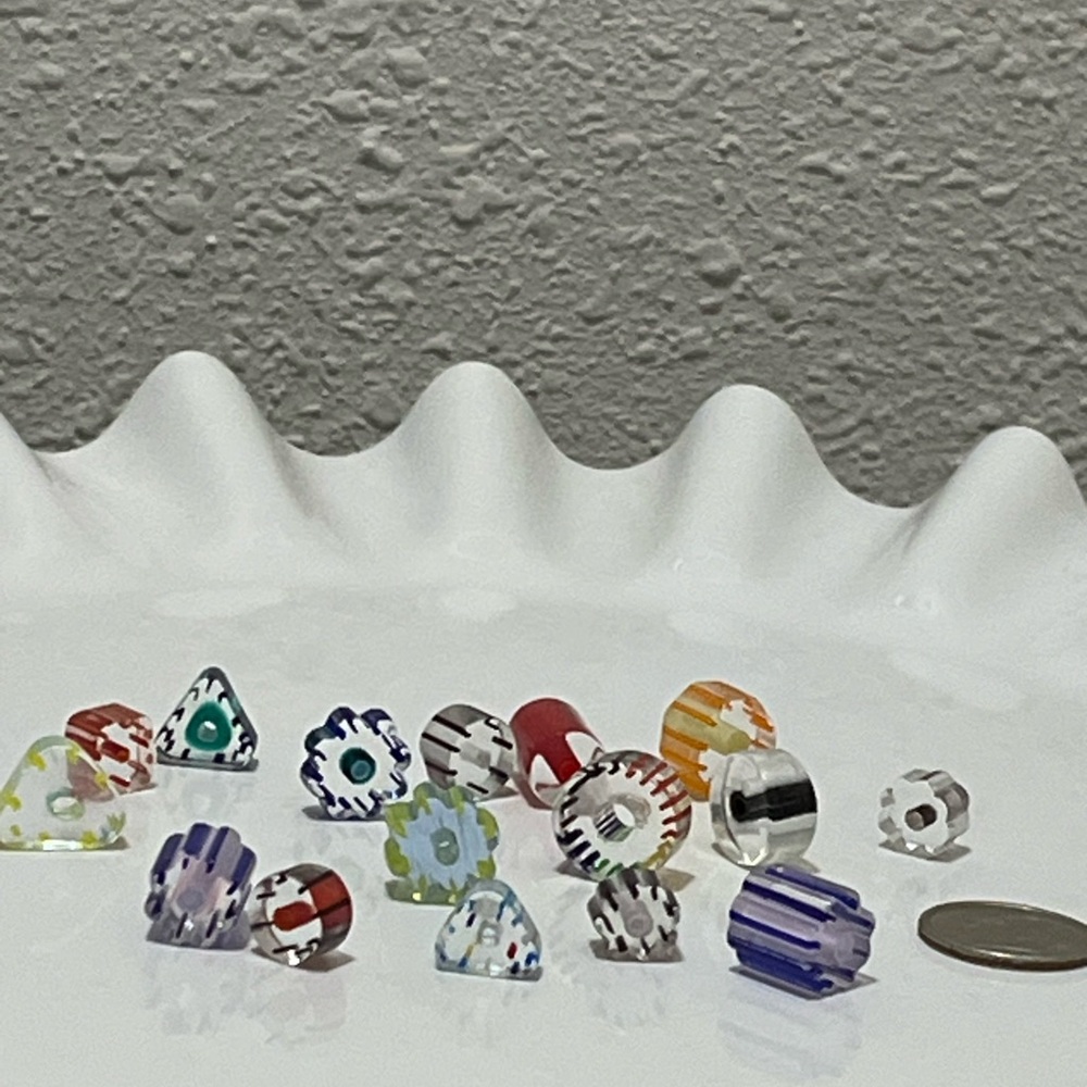 Mixed Furnace Glass Cane Beads, Assorted Shapes, Colors & Sizes, 8mm-14mm approx - Picture 4 of 7